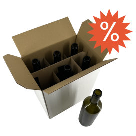 Caisse carton 6 bouteilles Bordeaux 75 cl – casier intégré