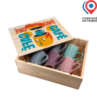 Coffret en bois à glissière 310 x 241 x 90mm personnalisé pour vaisselle, tasse, verre Fabriqué en France.