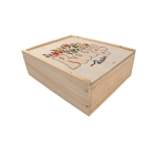 Caisse en Bois pour 3 bouteilles de vin de Bourgogne 75cl avec 2 avec impression fleuris 