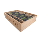 Caisse bois à glissière 6 bouteilles 75 cl à plat de vin de Bordeaux. personnalisable avec logo, photo et texte
