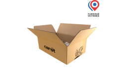 Caisse carton d'expédition à rabats 478x303x151mm personnalisable avec logo de marque et visuel 