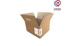 zone de personnalisation pour caisse d'expédition en carton à rabats 300x250x164 mm personnalisable avec logo, visuel ou photo. Fabriqué en France.
