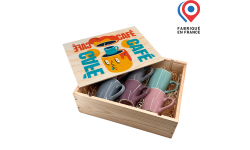 Coffret en bois à glissière 310 x 241 x 90mm personnalisé pour vaisselle, tasse, verre Fabriqué en France.