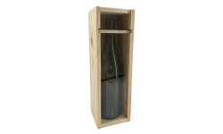 Caisse bois à glissière plexi 1 bouteille Bourgogne 75cl debout
