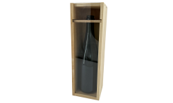 Caisse bois à glissière plexi 1 bouteille 75cl Champagne debout