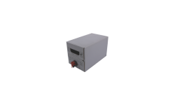 Bag-in-box carré carton gris 5Lavec poignée et emplacement robinet. Fabriqué en France