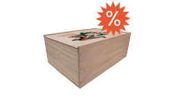 Caisse en bois à glissière pour 12 bouteilles 75cl  de vin de Bordeaux. Personnalisable avec logo, texte ou photo
