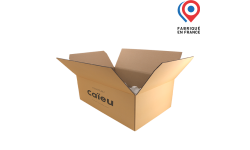 Caisse en carton jaune double cannelure 478x303x151 mm pour expédition sécurisée. Fabriqué en France.