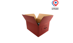 Carton d'expédition rouge 303x238x152mm personnalisable avec votre logo, visuel ou photo