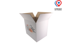 Carton d'expédition blanc à rabats pour 12 bouteilles 75cl de vin Bourgogne HT 296 DT Manut. Personnalisable avec logo ou visuel. Fabriqué en France.