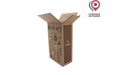 Carton d'expédition MAUCO'LISSIME® pour 2 bouteilles de 75cl. Personnalisable avec logo, photo ou texte. écoresponsable. Fabriqué en France.