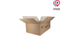 Carton d'expédition à rabats 12 bouteilles de Bourgogne HT165 2X6, personnalisé avec logo et visuel. Fabriqué en France.