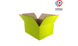 Carton d'expédition vert 6 Bordeaux 2X3 à rabats, personnalisable et fabriqué en France.
