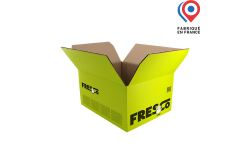 Caisse carton d'expédition 303x238x152mm avec rabats. Personnalisable avec logo et visuel