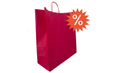 Sac papier rose grand format 45 x 50 cm vu de face, idéal pour emballage cadeau ou produits en boutique.