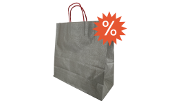 Sac kraft argenté vu de face avec logo % indiquant produit en déstockage, vendu en lot de 50 pièces