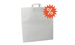 Sac kraft argenté vu de face avec logo % indiquant produit en déstockage, vendu en lot de 50 pièces