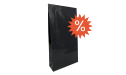 Vue de face de la pochette cadeau noire taille M avec finition brillante