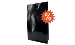 Vue de face de la pochette cadeau noire Taille L 240x75x410 mm finition brillante