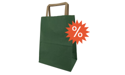 Vue de face du sac kraft vert 180 × 70 × 250 mm avec poignées plates