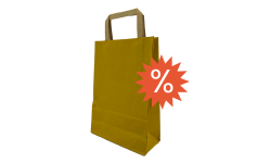 Sac kraft vergé jaune vu de face avec symbole % indiquant une offre en déstockage promotionnelle.