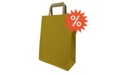 Vue de face du sac en papier kraft vert avec logo pour produit en déstockage