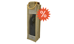 sac toile de jute beige clair avec logo en destockage