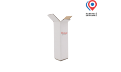 Carton étui d'expédition blanc 1 bouteille de vin de Bordeaux 75cl, personnalisable avec logo, visuel ou photo, écoresponsable. Fabriqué en France.