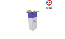 Carton d'expédition blanc pour une bouteille de 5l Jéroboam. Personnalisable avec logo, photo, visuel ou texte. Fabriqué en France.