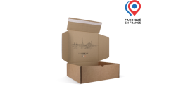 boîte d'expédition personnalisée avec logo et design sur mesure. Fabriqué en France.