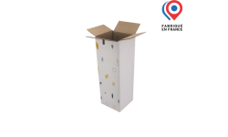 Carton d'expédition blanc pour 1 bouteille de 6 litres Impériale personnalisable avec logo, texte, image ou photo. Fabriqué en France.