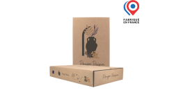 Carton d'expédition fond plat pour 6 bouteilles de Bordeaux rangées en une rangée de 6. Carton personnalisable avec logo et visuel. Fabriqué en France.