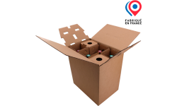 Caisse carton e-commerce Mauco’lissime® à rabats recouvrants pour 6 bouteilles mixtes