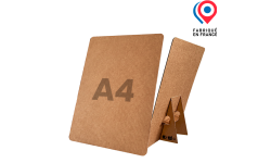 Chevalet une face format A4 de couleur kraft écru à personnaliser. Fabriqué en France