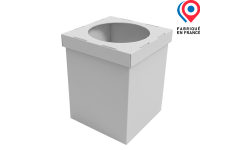 Poubelle individuelle en carton 40 cm avec couvercle, sur mesure et personnalisable avec logo, texte ou image. Fabrication française 