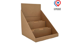 Présentoir de comptoir en carton kraft écru 2 étagères - Personnalisable