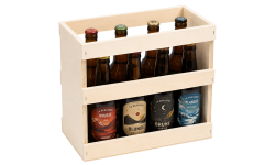 Caisse en bois pour 8 bières Longneck en contreplaqué de peuplier avec bouteilles intégrées