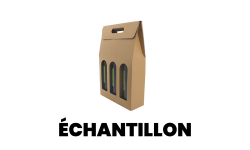 Coffret portable pour 3 bouteilles de 75 cl long neck emballage personnalisable avec logo, marque, texte, ou photo. Fabriqué en France.