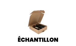Coffret en carton kraft brun contenant 3 bouteilles de vin de 75cl avec calage à ailette. Fabriqué en France.