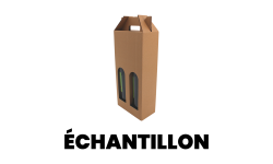 Valisette en carton kraft brun personnalisée avec logo pour 2 bouteilles de vin