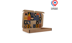 boîte à oreilles en carton kraft marron 240x189x25 mm, automontable et personnalisable