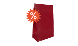 Pochette cadeau rouge 120 x 45 x 200 mm vue de face, idéale pour emballage de produits beauté et cadeaux.