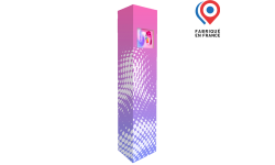 Borne triangle en carton avec fenêtre pour écran - Personnalisable