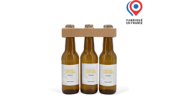 tripack emballage carton kraft écru portable bouteilles de bières long neck 33cl personnalisable. Fabriqué en France.