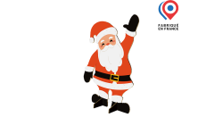 père Noël en carton 30 cm imprimé sur une face, format miniature déco de Noël recyclable