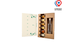 Coffret Calendrier 7 bouteilles exposé en boutique, mettant en valeur une sélection de boissons artisanales dans un emballage élégant et personnalisable