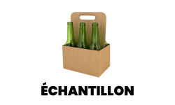 Panier en carton ondulé recyclable conçu pour transporter et présenter 6 bouteilles de bière de 33 cl long neck