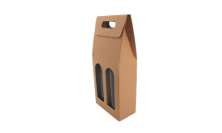 Étui portable pyramide brun 2 bouteilles