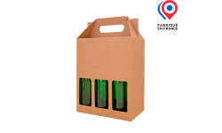 Coffret portable pour 6 bouteilles de bière 33 cl long neck, emballage personnalisable avec logo, texte ou image. Fabriqué en France.