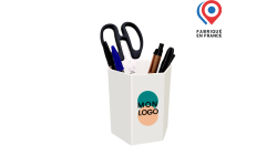 Pot à crayon publicitaire en carton ondulé, personnalisable avec votre logo, photo ou image. Produit made in France